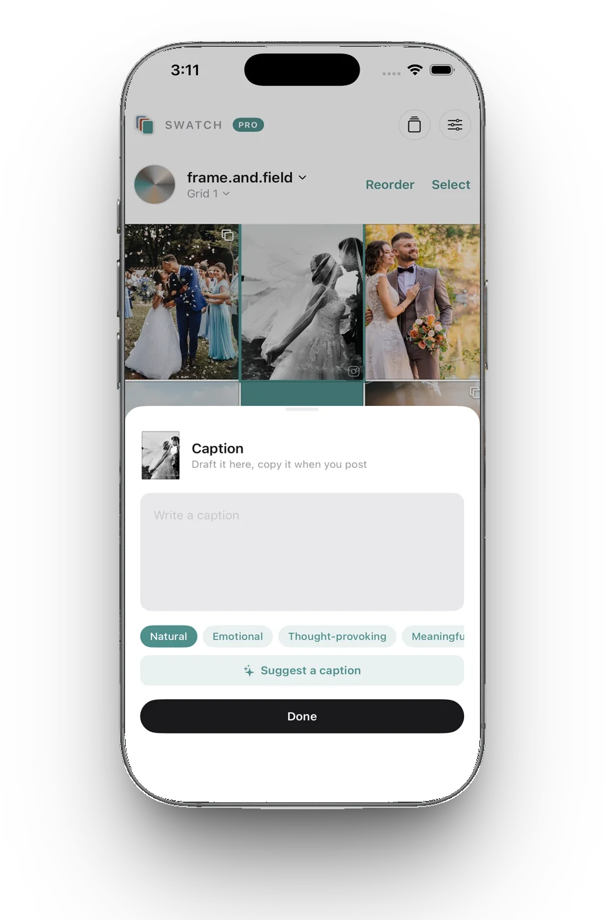 Drafting a caption on-device in Swatch